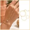 Bracciale Anello a Catena a Mano in Acciaio Inossidabile per Donna, Braccialetti Dita a Doppio Strato Placcati Oro Regolabili, Gioielli per Feste Estive