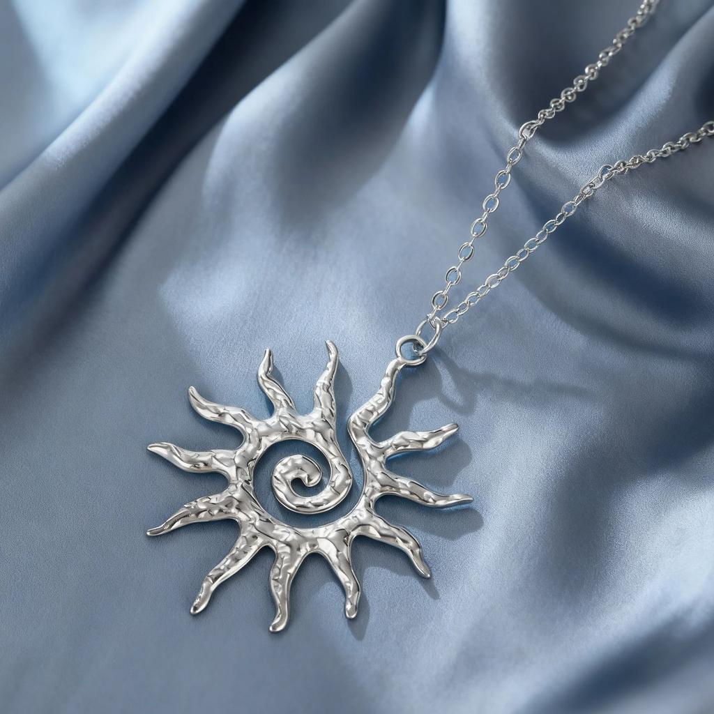My Shape Stainless Steel Sun Pendant Necklaces for Women Men Vintage Gold Plated Choker Daily Jewelry Fashion Accessories Gifts