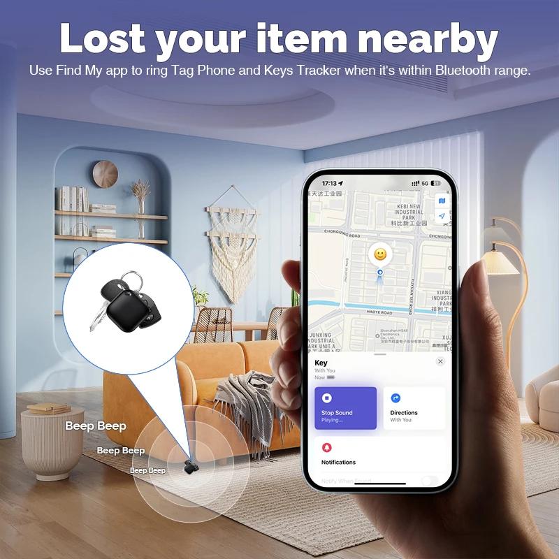 Long Distance Smart Tag Finder Works with Apple Find My App Anti Lost Reminder Device MFI Certified Bluetooth Key Car Finder IOS