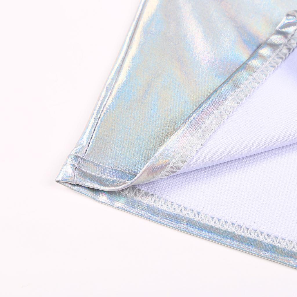 Dámské lesklé lakované horké šortky kovový vzhled design s vysokým pasem krátké kalhoty na rave párty klubové spodní díly