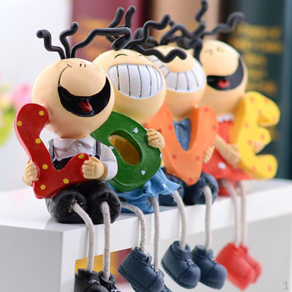 

4x висячая статуэтка, домашняя полка, смола, сидящая, висячая кукла, украшение для эльфа, фигурки