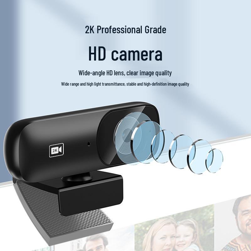 Webcam USB 2K con Microfono per Desktop e Laptop