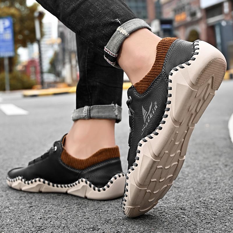 Plus Size 48 Man's Casual Shoes Microfiber Leather Mens Driving Wallking Shoes Loafers Outdoor Sports Sneakers