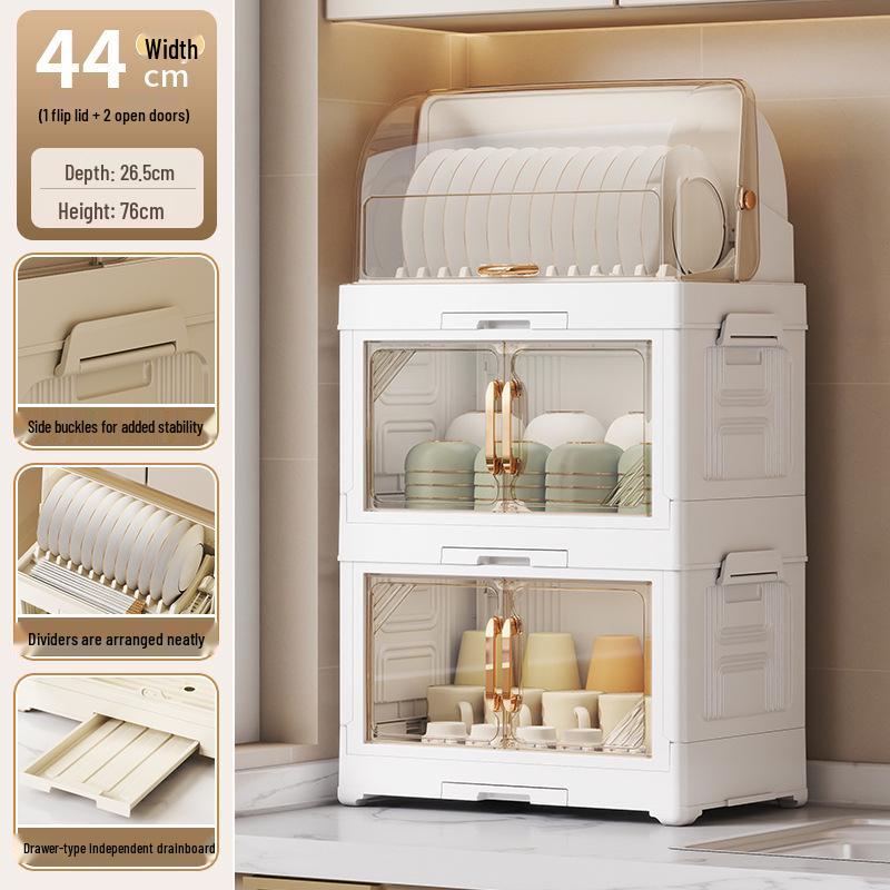 Kitchen Storage Rack for Bowls, Plates, and Chopsticks with Draining Tray