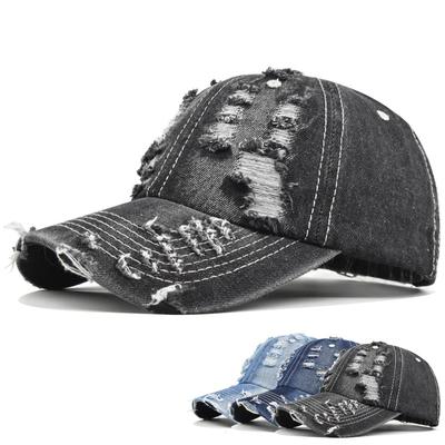 Sommer Outdoor Sonnenschutz Washed Denim Hut für Männer Snapback Trucker Hüte Hochwertige Frauen Kappe Abgenutzte Loch Baseball Caps