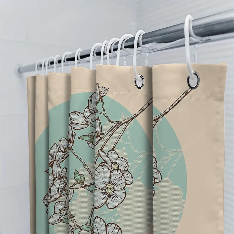 Floral Shower Curtain Vintage Botanical Prints Nature Flower Pattern Bathroom Decor Washable Waterproof Home Textile Art