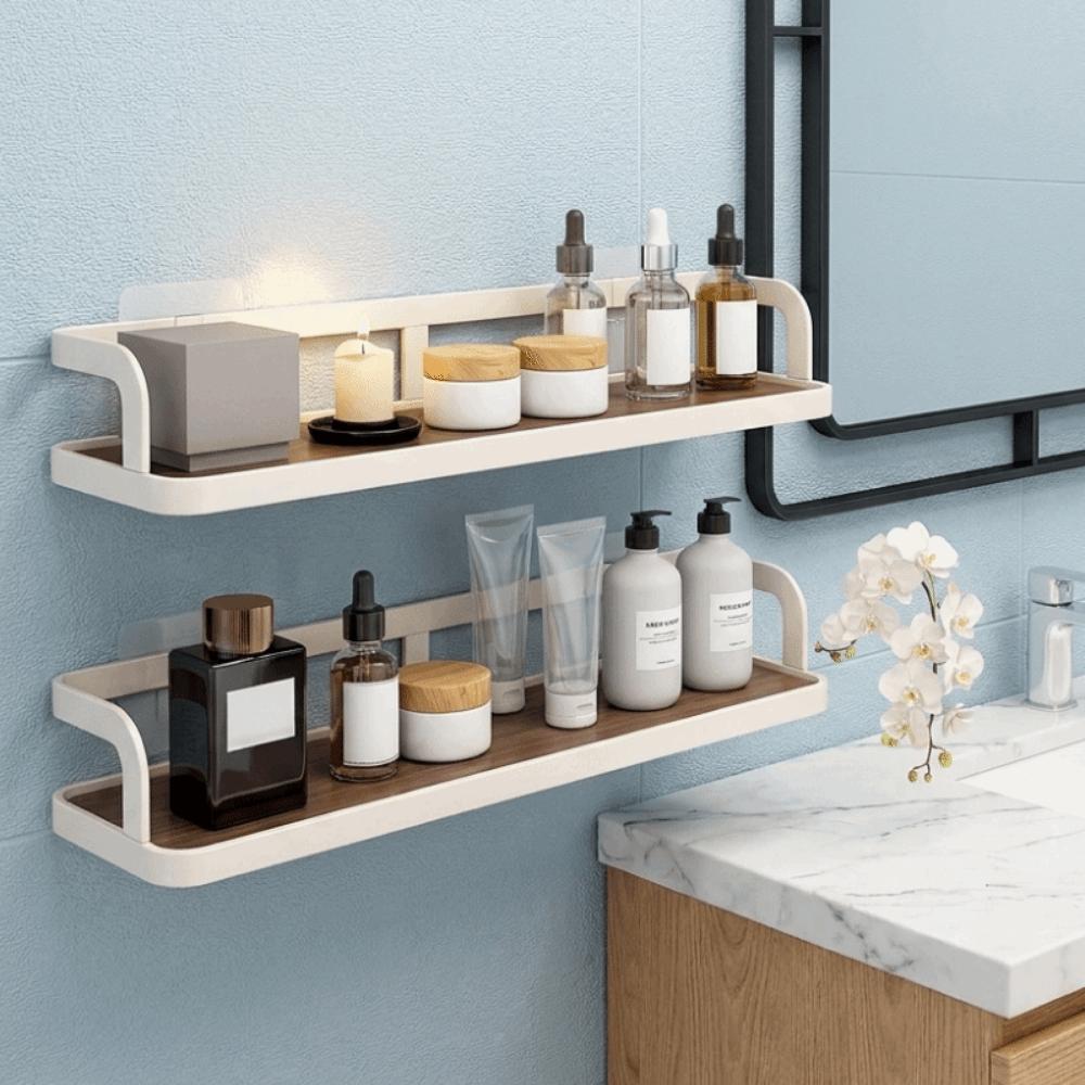 No Drill Cosmetic Storage Rack Carbon Steel Bathroom Shelves Makeup Organizer for Kitchen