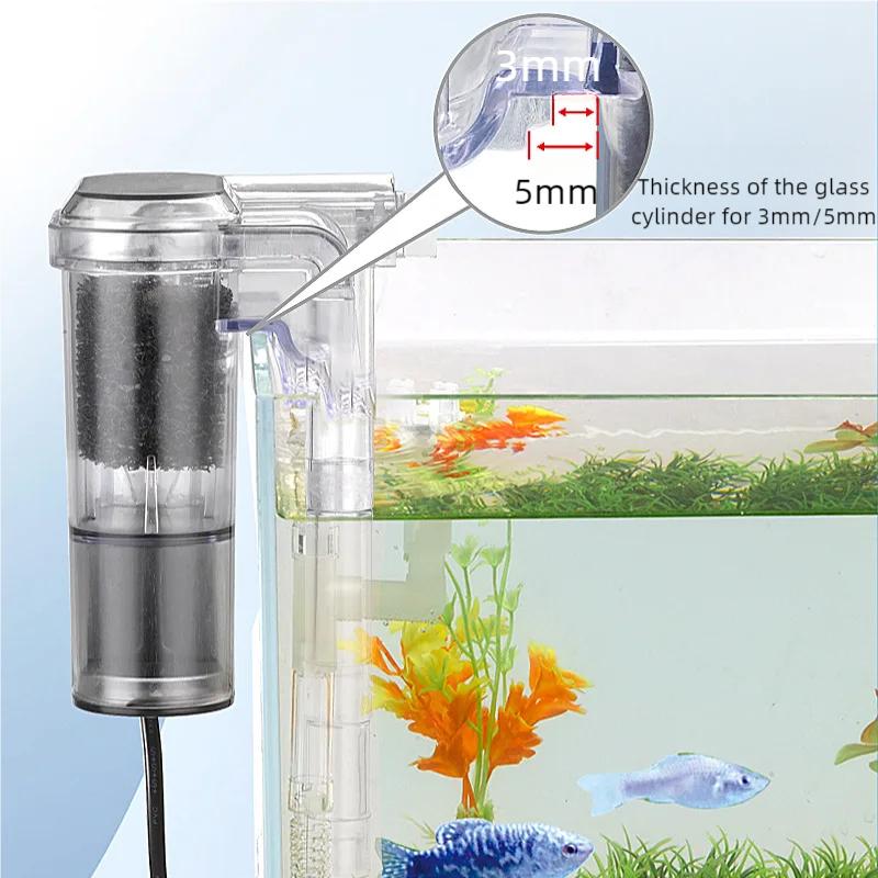 Small Wall Mounted Aquarium Water Filter External Hang On Back Adjustable Oxygen Pump Waterfall Filtration System For Fish Tank