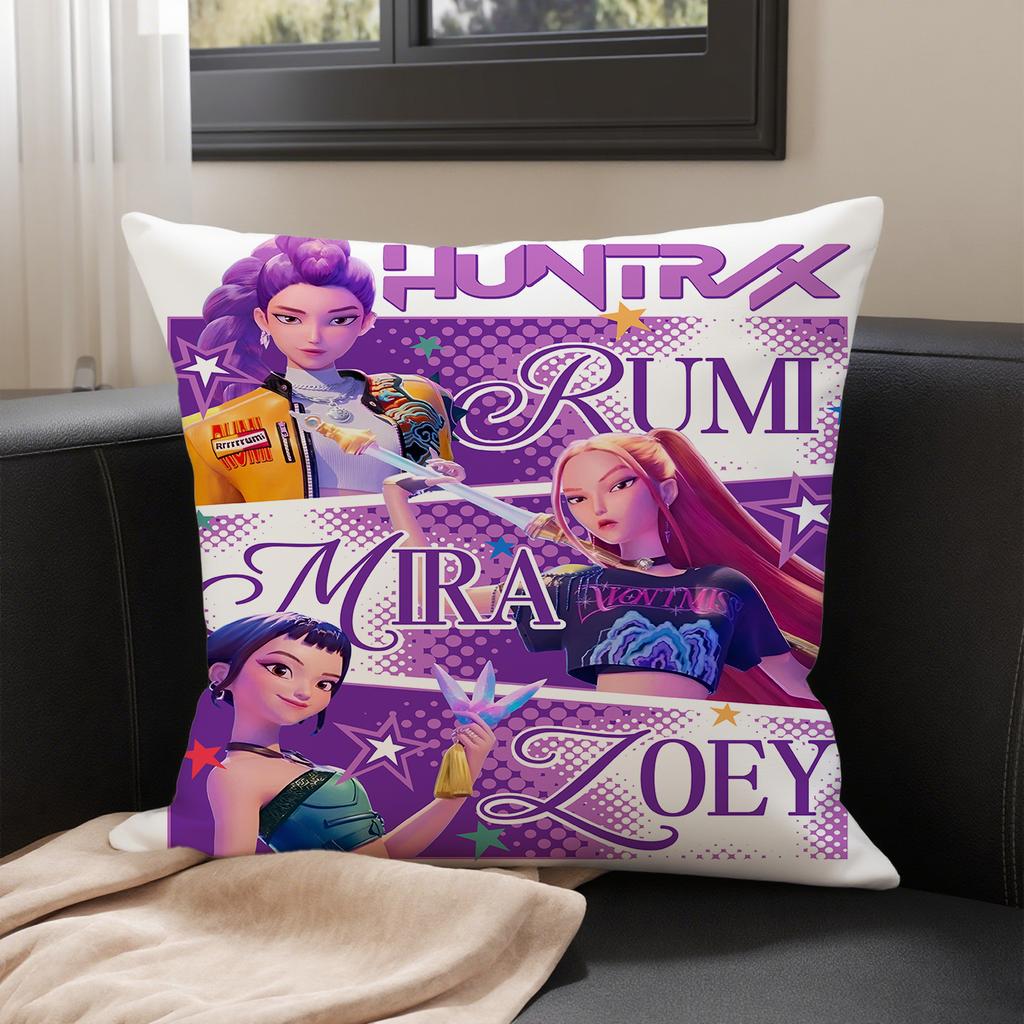 KPop Demon Hunters  Huntrx on the pillowcase: colorful anime patterns, super eye-catching fashion home decoration