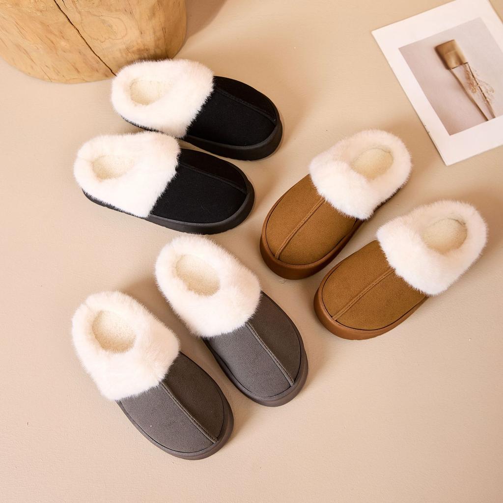 Mote Crestar Vinter Dame Hus Tøfler Mote Hold Varm Sklisikker Fuzzy Bomullssko Dame Komfortable Myke Casual Flats Tøfler