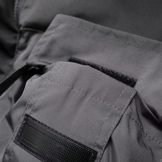 Men Trench Coat Hooded Drawstring Long Sleeve Double Zipper Cargo Tops Solid Color Large Pocket Street Style Outwear