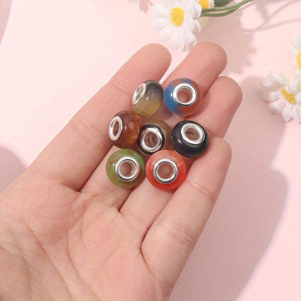 7/14/21pcs European Resin Macroporous Beads, Loose Spacing Beads, Pendant Beads, DIY European Bracelets, Necklaces, Jewelry Making