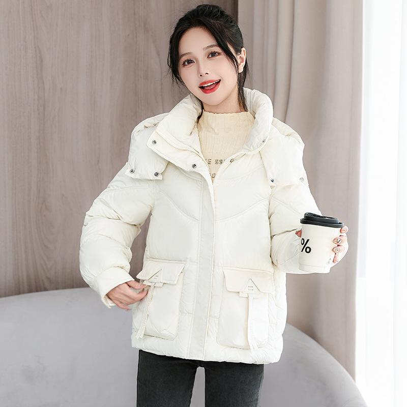 

Женская короткая куртка-пуховик с капюшоном, ветрозащитная, утепленная, теплая, зимняя XXL бежевый