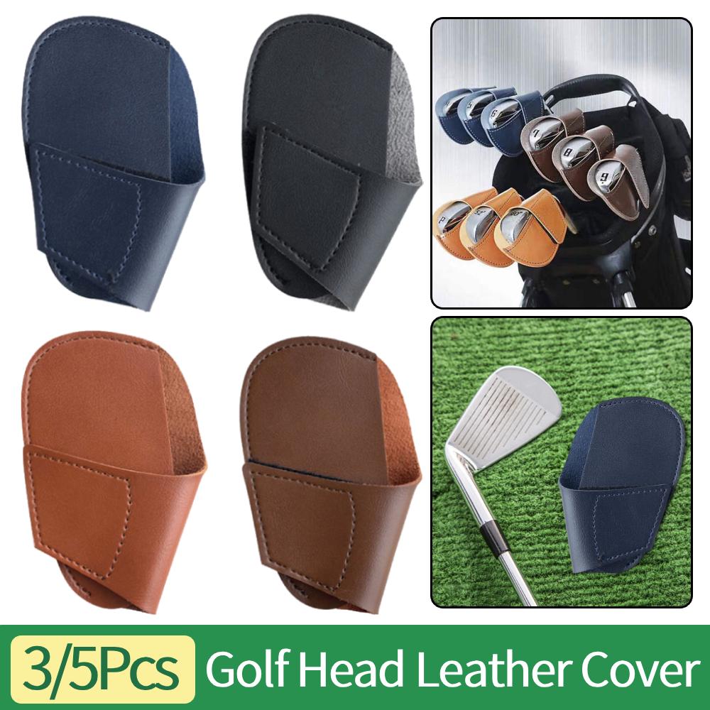 3/5Pcs Universal Portable Golf HeadcoverPU Lightweight Golf Head Leather Cover for Outdoor Sports Golf Equipment Accessories