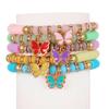 Popular, ethnic style colored butterfly flower pendant bracelet, bohemian soft pottery bracelet