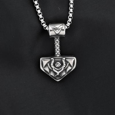 Titanstahl Thors Hammer Anhänger Halskette - Nordisches Wikinger Retro Design