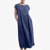 Spring/Summer Short Sleeve Loose Dress Casual Solid Color Pocket Dress for Women