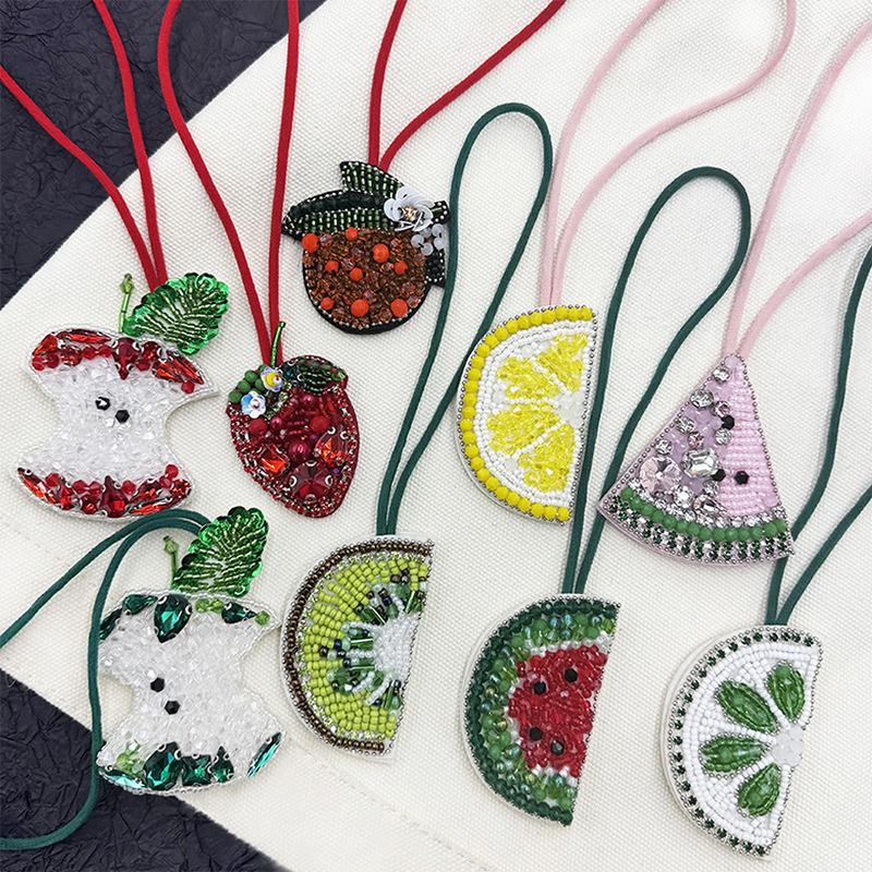 Handmade Fruite Beaded Beaded Hanging Rope Patches  Bag Lanyard Patch Beading Applique Used For Decoration