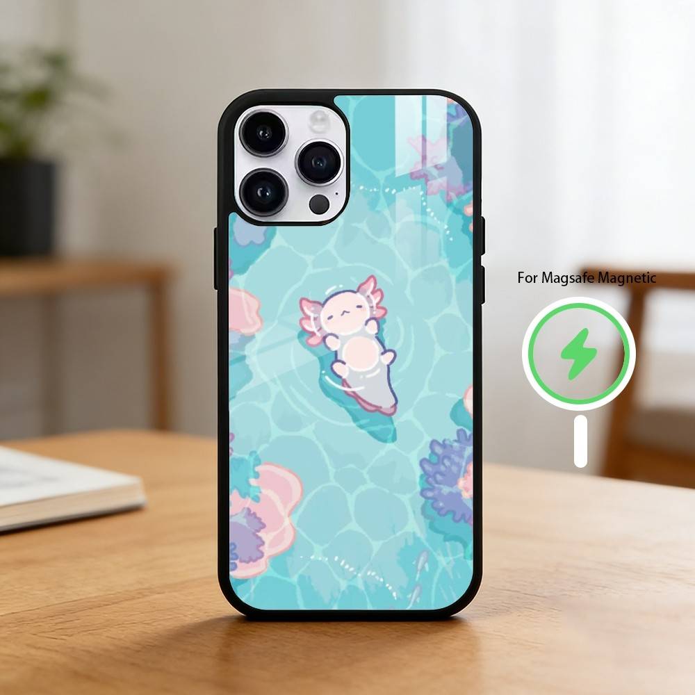 Cartoon C-Cute A-Axolotl Phone Case For iPhone 17/16/15/14/13/12/Plus/Pro/Max for Magnetic Wireless Charging