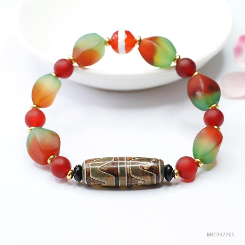 2026 Tooth Tibet Beads Bracelet Colorful Agate Chalcedony Jewelry Factory Live Delivery S2032202