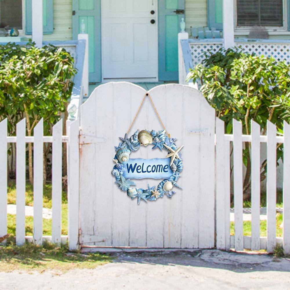 Wandkunst Sommer Willkommen Wandornamente Ozean-Thema Strandmuscheln Hängeschilder Café Bar