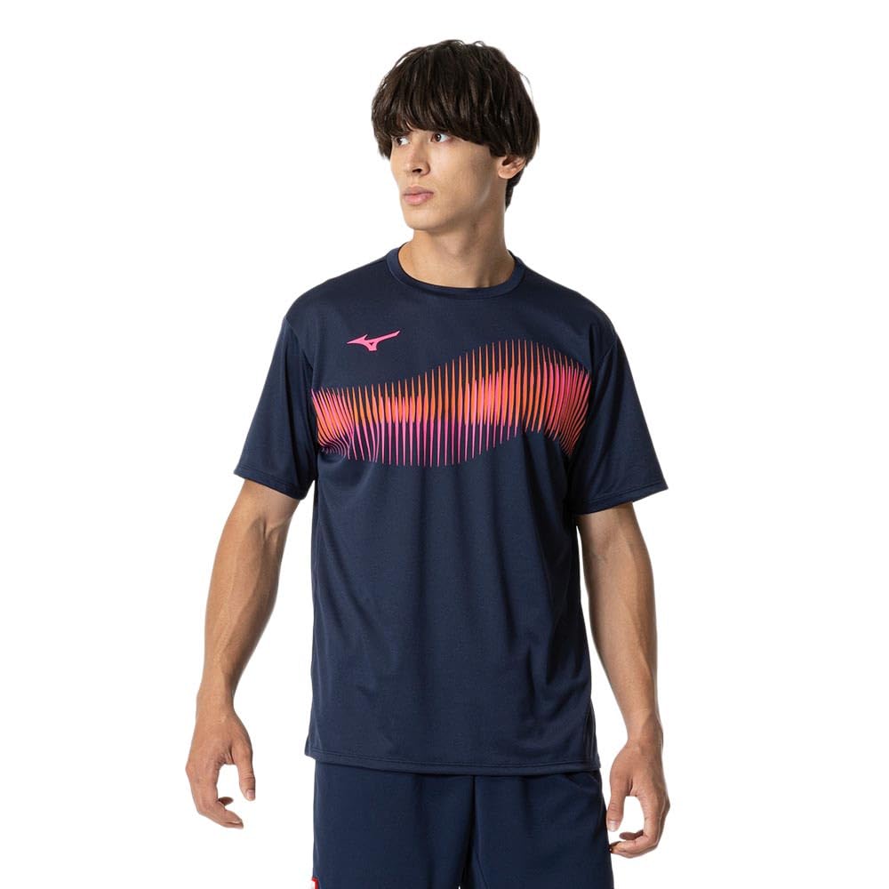 Mizuno Table Tennis Game Short JTTA Size XL Shirt, Sleeve, Certified, Moisture-Wicking, Quick-Drying, Unisex, Navy, 82JAB111,