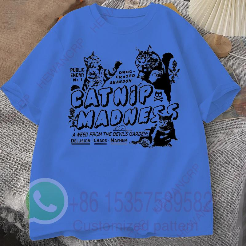 Verrücktes Kätzchen T-Shirt Herren Trainingsanzug Sommer Rundhals Pullover Baumwolle Lässig Sportbekleidung Mode Oberteile Harajuku Retro Streetwear
