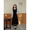 Women's Spliced Faux Two-Piece Long Dress