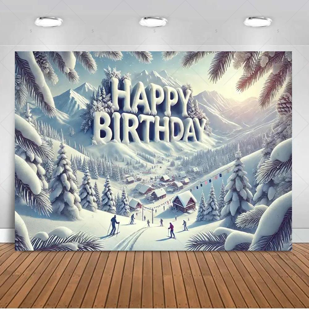 Paesaggio Invernale Scena di Neve Foresta Bianca Sfondo Fotografico Forniture Decorazioni Festa di Natale Striscione di Sfondo Oggetto di Scena per Foto