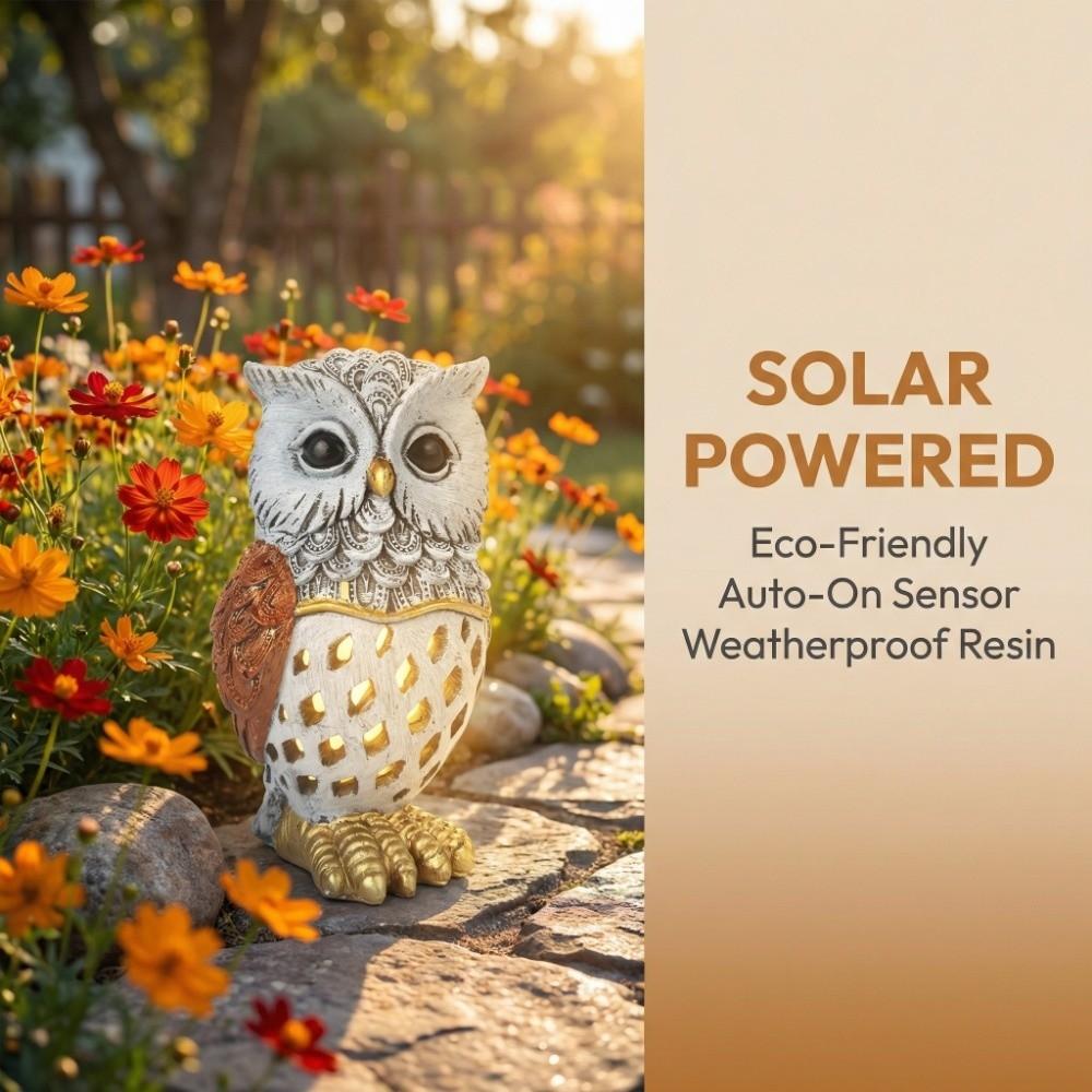 Animal Outdoor Projection Lamp Solar Powered Garden Decoration Lights Owl Resin Light  Courtyard