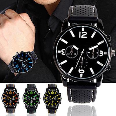 Men Fashion Numeral Dial Silicone Band Sport Analog Quartz Wrist Watch