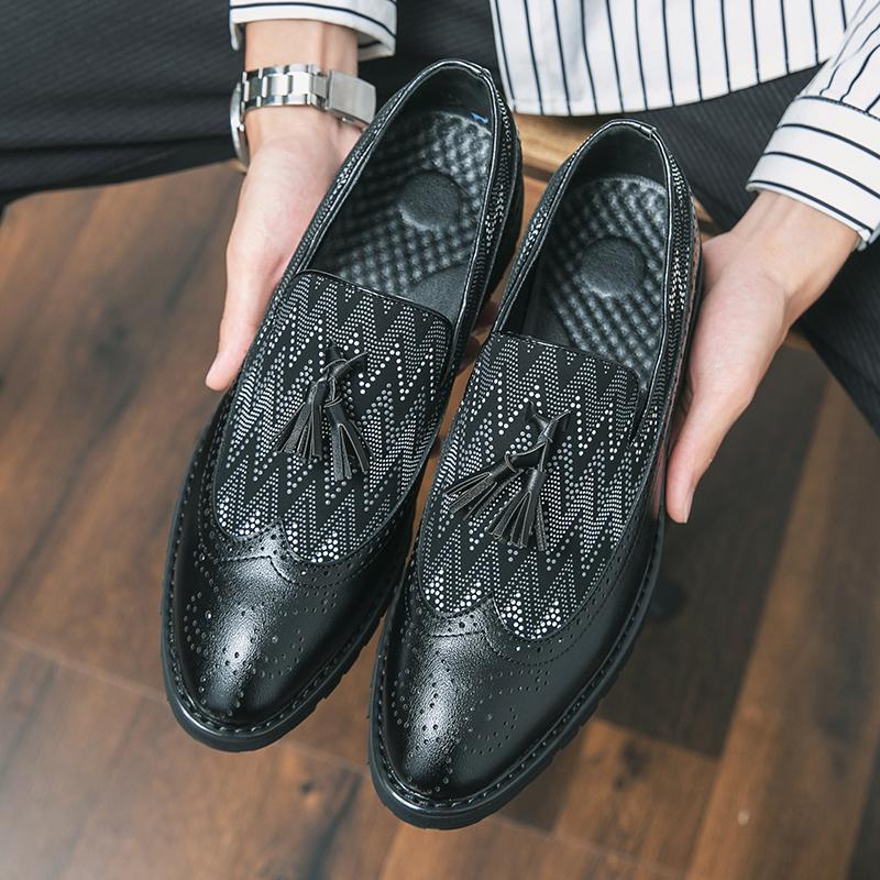 Fashion Italian Brand Handmade Leather Shoes Loafers Men's Tassel Slip-On Comfortable Casual Shoes Fashion Oxford Shoes Large Size 38-47