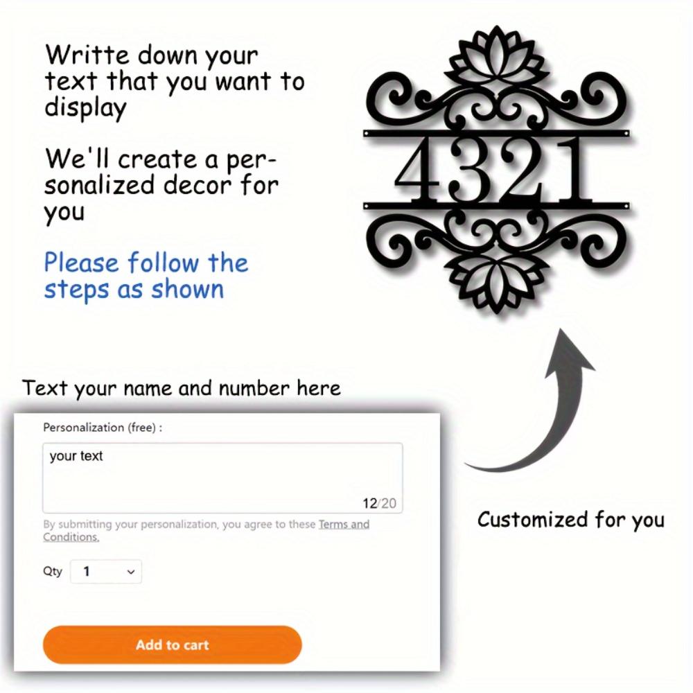 Custom Metal Address Sign Vintage Rustic Wall Decor House Number Plaque for Home Garden Housewarming Gift