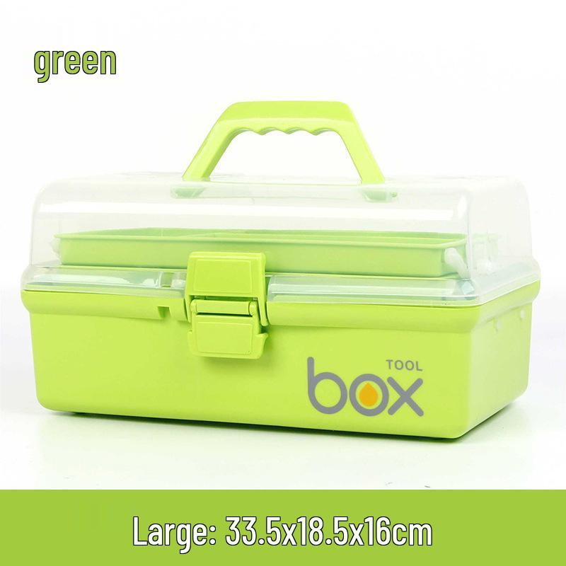 Portable Three-Layer Art Supplies Storage Box for Students and Artists