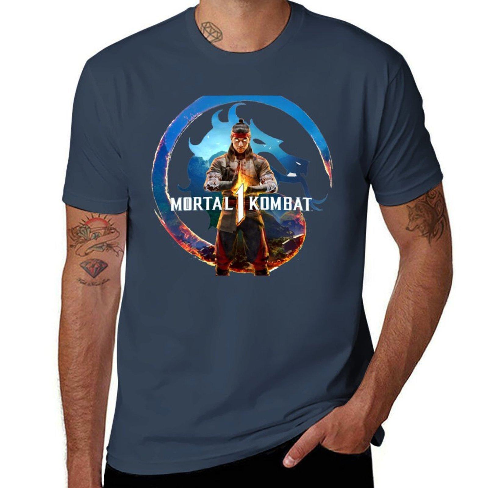 Футболка с логотипом MK12 Mortal Kombat 1 футболки для мужчин хлопковая черная хлопковая футболка однотонная для мужчин упаковка Футболка S