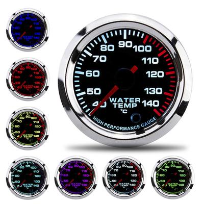 Medidor de Temperatura del Agua Universal Medidor de Temperatura Pantalla LED de 7 Colores 52mm 12V Con Sensor 40 140 celsius