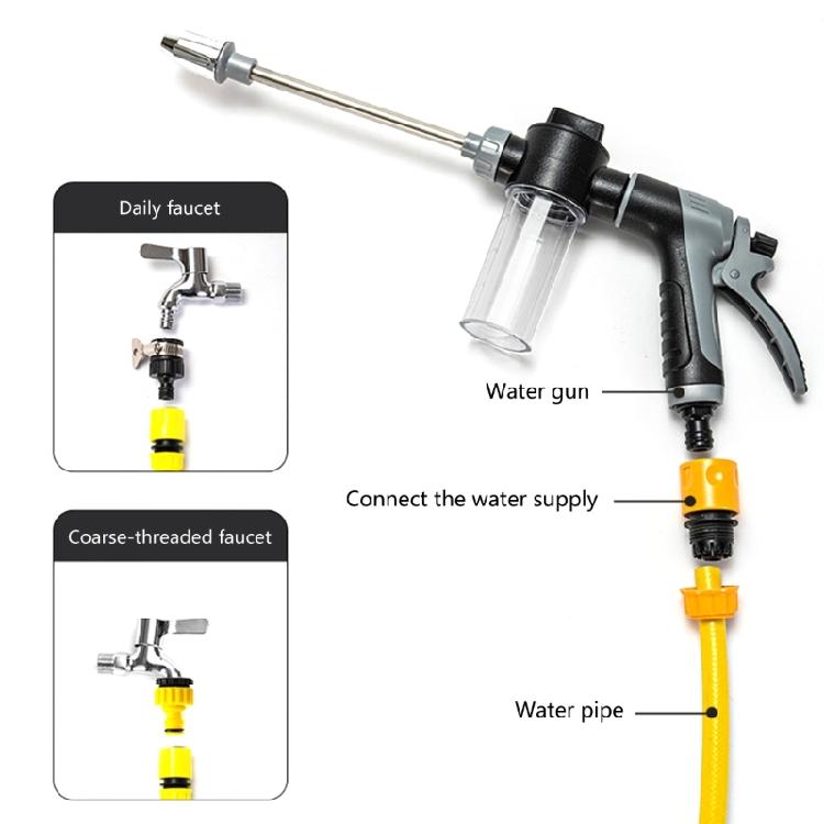 Rotating Head Watering Spray Guns High Pressure Car Washer with Detachable Soap Dispenser Garden Irrigation System