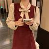 French Retro Temperament Slim Dress Muse Fan Doll Collar Belt First Love Platycodon Dress Fashion Hepburn Style