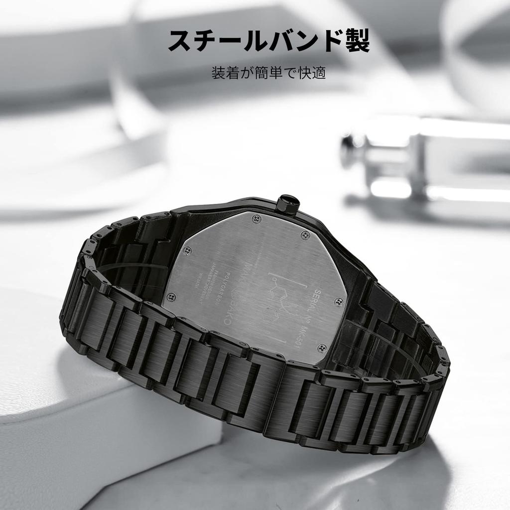 RORIOS Datum Kvarts Tillverkad i Japan För Affärsklocka för Svartbälte C Herrklocka, Populär, Enkel, Kalender, Display, Vattentät, Analog, Klocka,