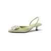 Grape mother studiolee 2025 new square buckle rhinestone pointed head shallow mouth rear empty stiletto sandals women's summer
