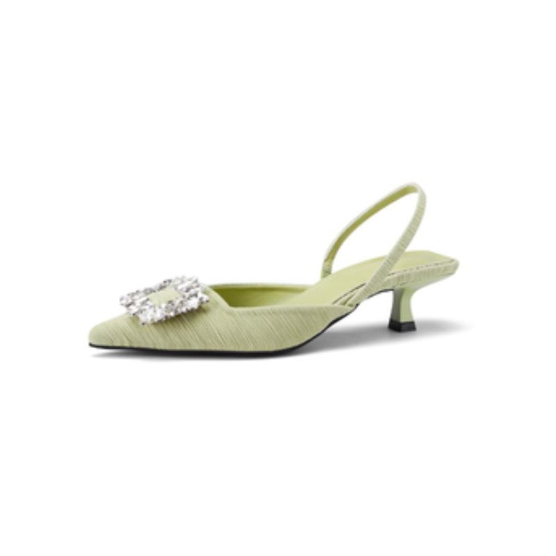 Grape mother studiolee 2025 new square buckle rhinestone pointed head shallow mouth rear empty stiletto sandals women's summer