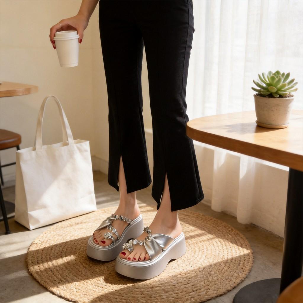 Thick Sole Platform Slippers For Women With Non Slip Rubber Outsole For Summer Casual Wear