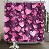 Happy Valentines Day Heart Shower Curtain Red Pink Romantic Falling Love Heart Sweet Lovers Waterproof Bathroom Curtain Decor