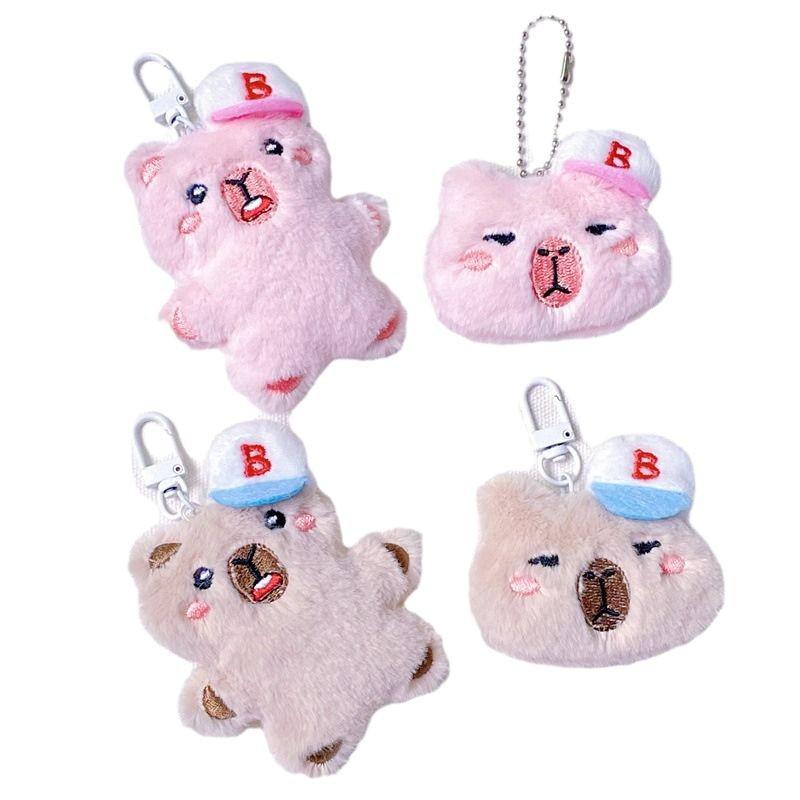 Capybara Plush Keychain with Baseball Cap - Cute Bag Decoration Doll Accessory