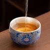 Silver Gilded Blue White Tea Cup Hand Painted Lotus Ceramic Gongfu Set Personal Master Cup Home Use Zen Decor Gift