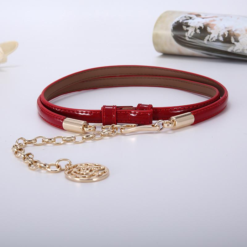 

Leather Waist Chain For Women With Flower Buckle Decorative Belt For Outdoor Fashion красный