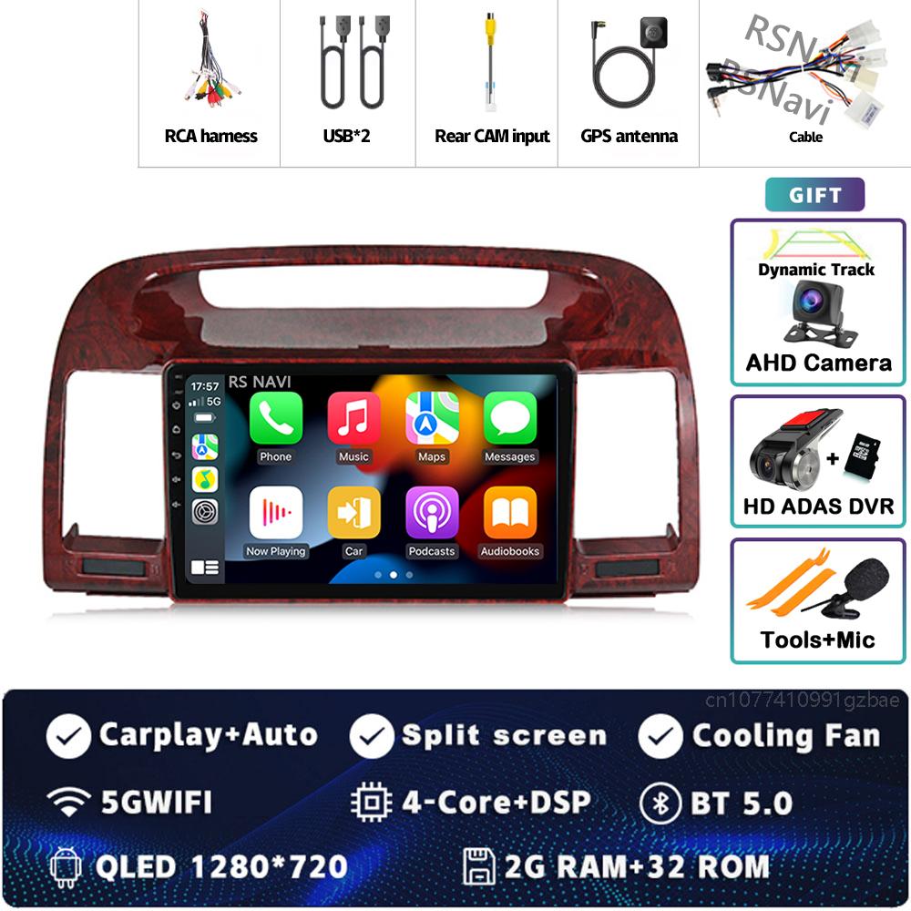 Android 14 Carplay Car Radio For Toyota Camry 5 XV 30 2001 2002 - 2006 Multimedia Video Player Navigation GPS Stereo 2Din DVD BT