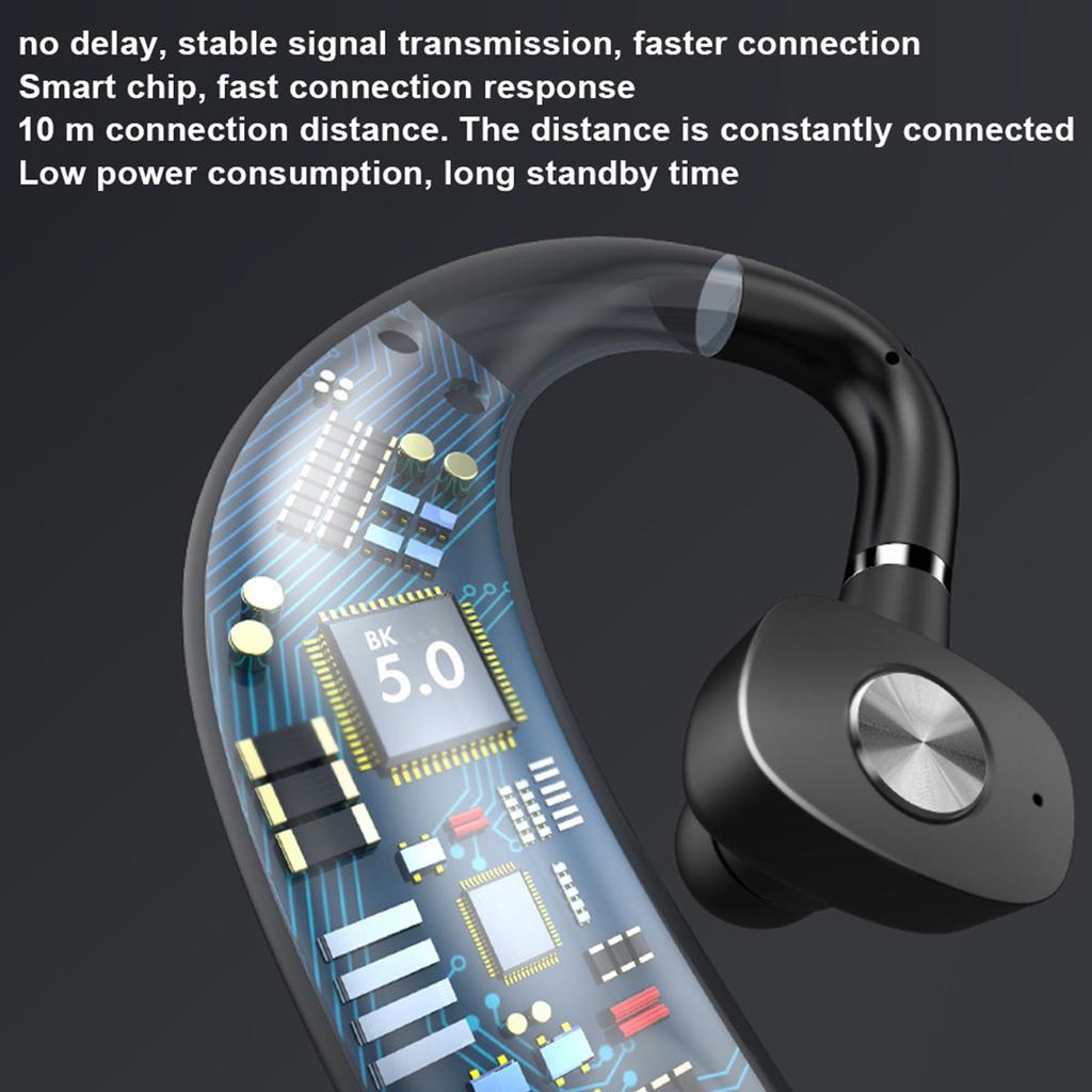 Waterproof Wireless Headphones     Earphones Stereo Monaural Ear Hook Earbuds(Black )