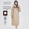 Women's Mid-Length Thick Duck Down Jacket with Detachable Hood