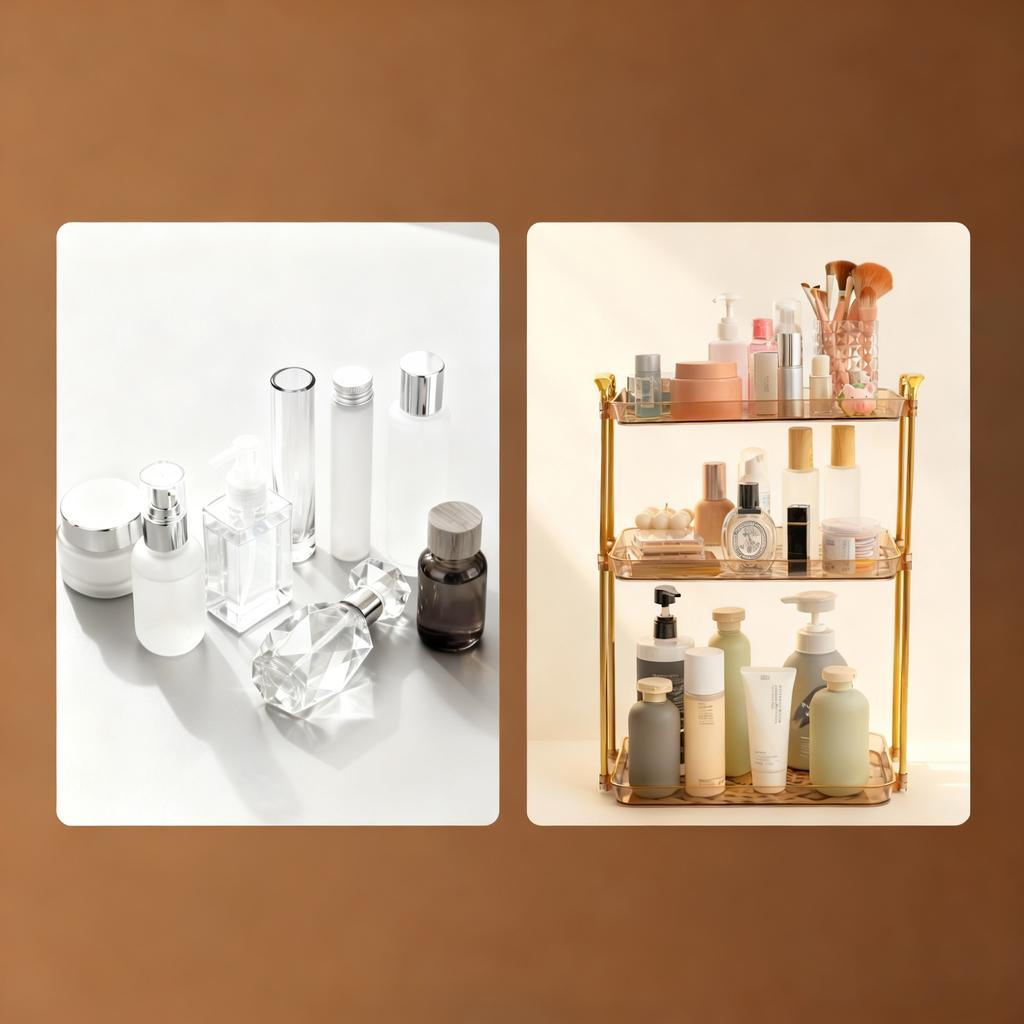  2/3 Tiers Desktop Plastic Storage Rack Large Capacity Makeup Organizer Skin Care Perfume Storage Holder For Bathroom